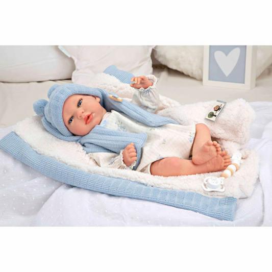 Reborn Martin Azul Com Manta
