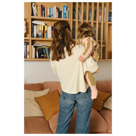 SACO DE DOMIR C/PERNAS KHAKI & ROSE STRIPES - 1 ANO