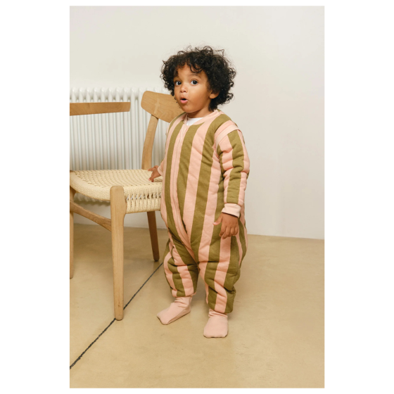 SACO DE DOMIR C/PERNAS KHAKI & ROSE STRIPES - 1 ANO