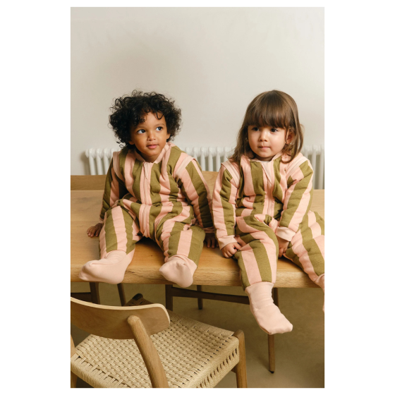 SACO DE DOMIR C/PERNAS KHAKI & ROSE STRIPES - 2 ANOS