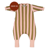 SACO DE DOMIR C/PERNAS KHAKI & ROSE STRIPES - 3 ANOS