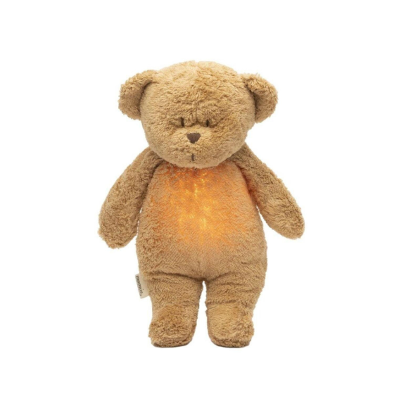 MOONIE URSO C/LUZ E SOM EM ALGODÃO ORGÂNICO - CAPPUCCINO